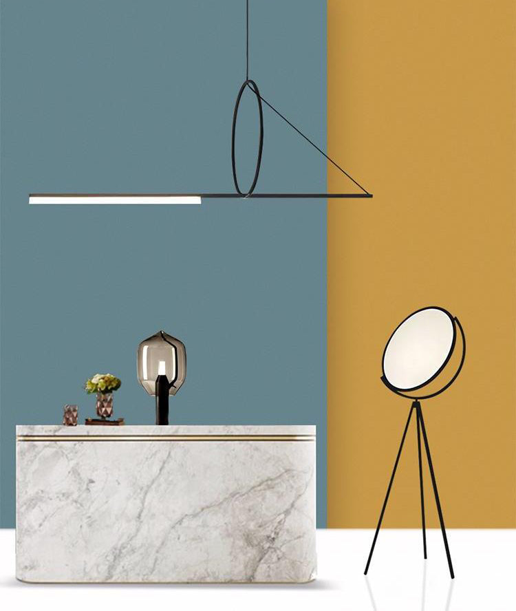 Black Geometric Island Affermazione del soffitto Minimalista in stile Minimalist Isola LED ILLUCIMAZIONE