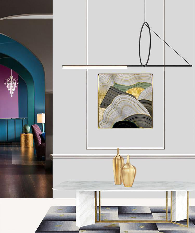 Black Geometric Island Affermazione del soffitto Minimalista in stile Minimalist Isola LED ILLUCIMAZIONE