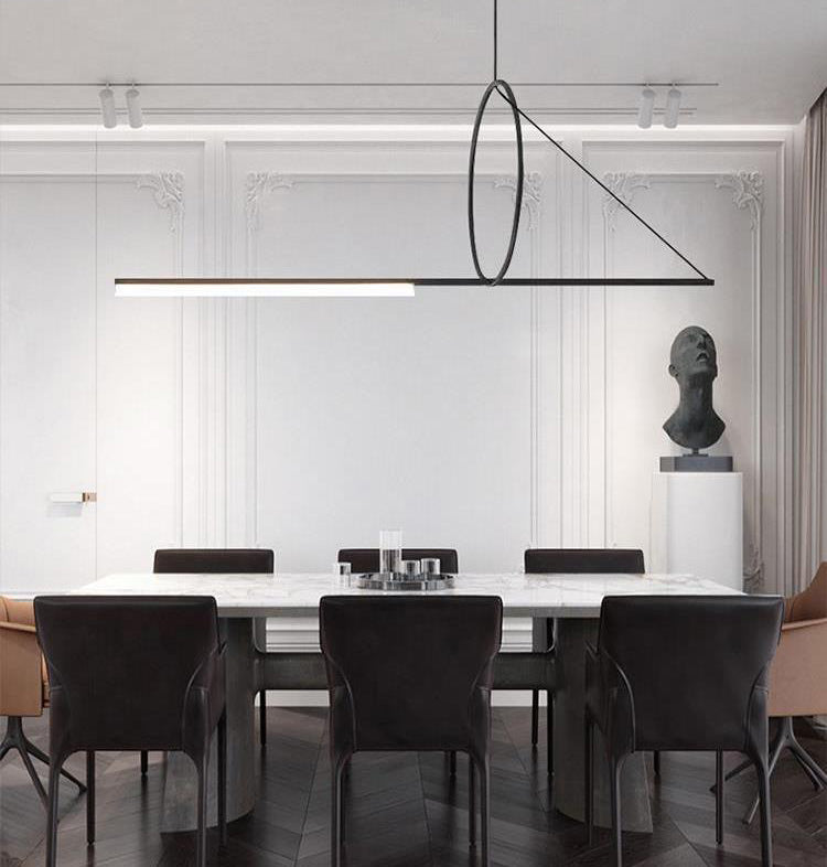 Black Geometric Island Affermazione del soffitto Minimalista in stile Minimalist Isola LED ILLUCIMAZIONE