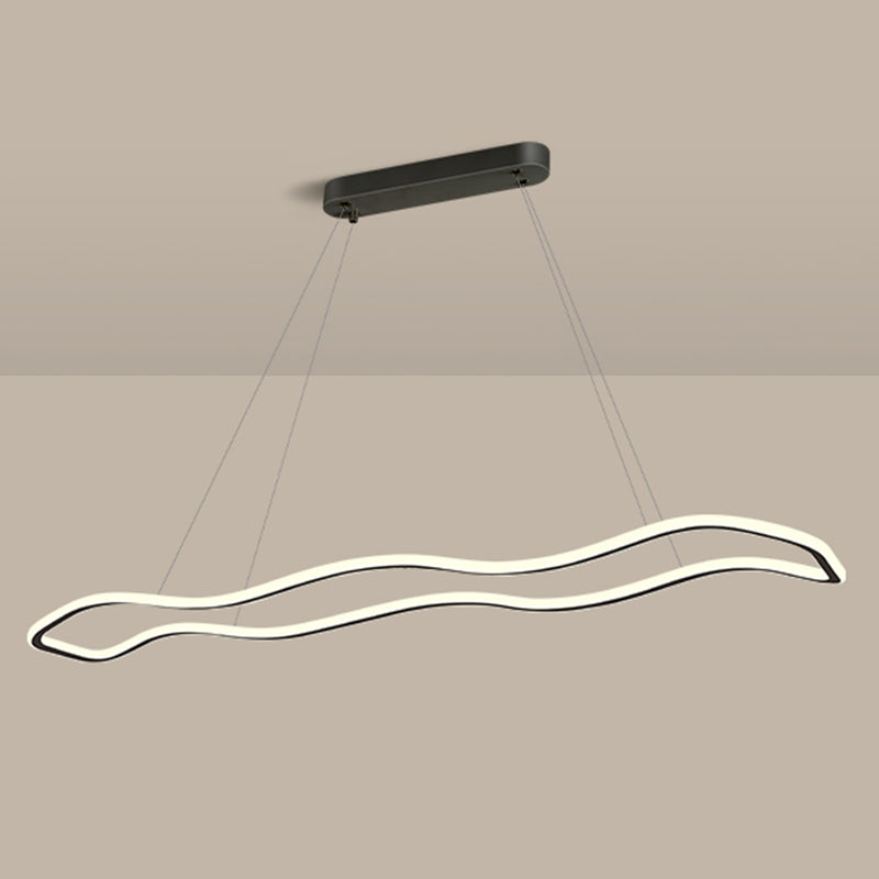 Metal Wavy Island Pendant Light Modern Style LED Island Lighting Fixture for Dinning Room
