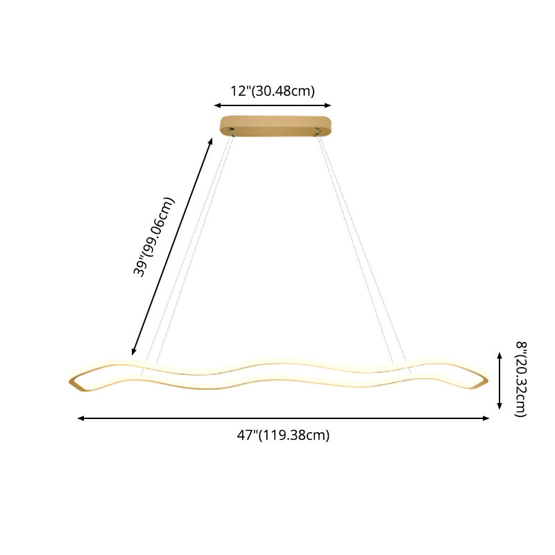 Metal Wavy Island Pendant Light Modern Style LED Island Lighting Fixture for Dinning Room