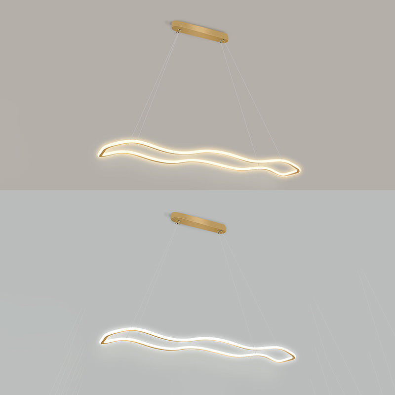 Metal Wavy Island Pendant Light Modern Style LED Island Lighting Fixture for Dinning Room