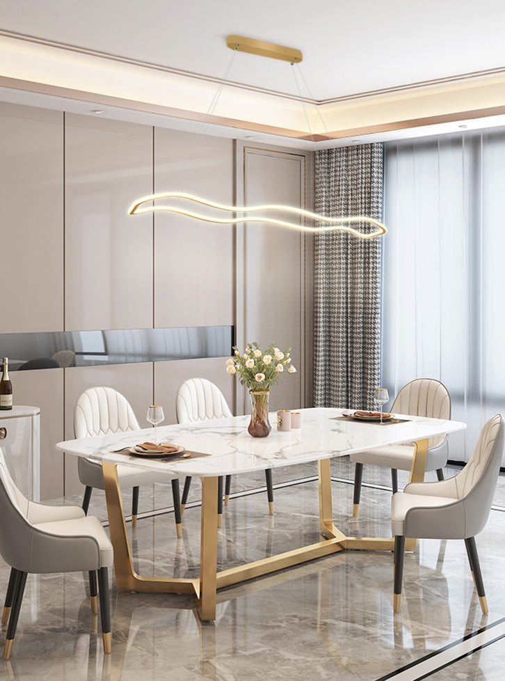 Metal Wavy Island Pendant Light Modern Style LED Island Lighting Fixture for Dinning Room
