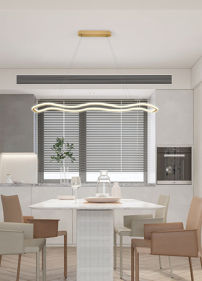 Metal Wavy Island Pendant Light Modern Style LED Island Lighting Fixture for Dinning Room