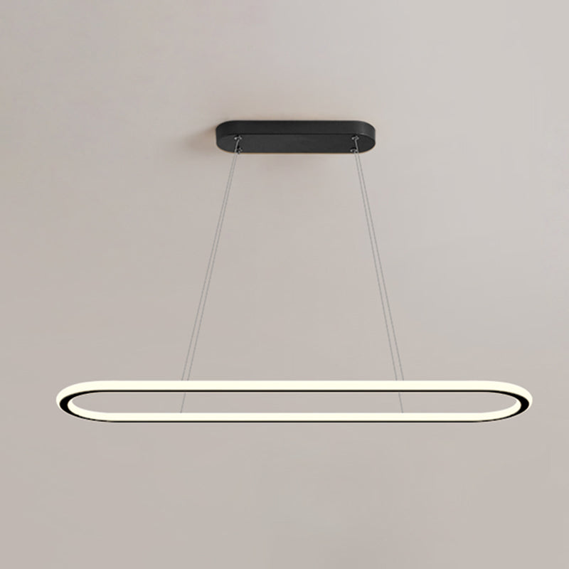 Minimalist Oval Island Lighting Fixture Metal Dinning Room LED Island Ceiling Light