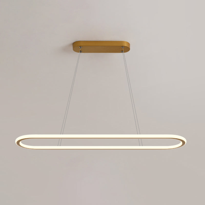 Minimalist Oval Island Lighting Fixture Metal Dinning Room LED Island Ceiling Light