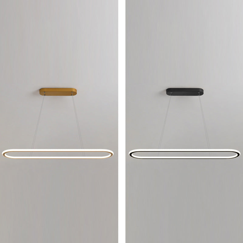 Minimalist Oval Island Lighting Fixture Metal Dinning Room LED Island Ceiling Light