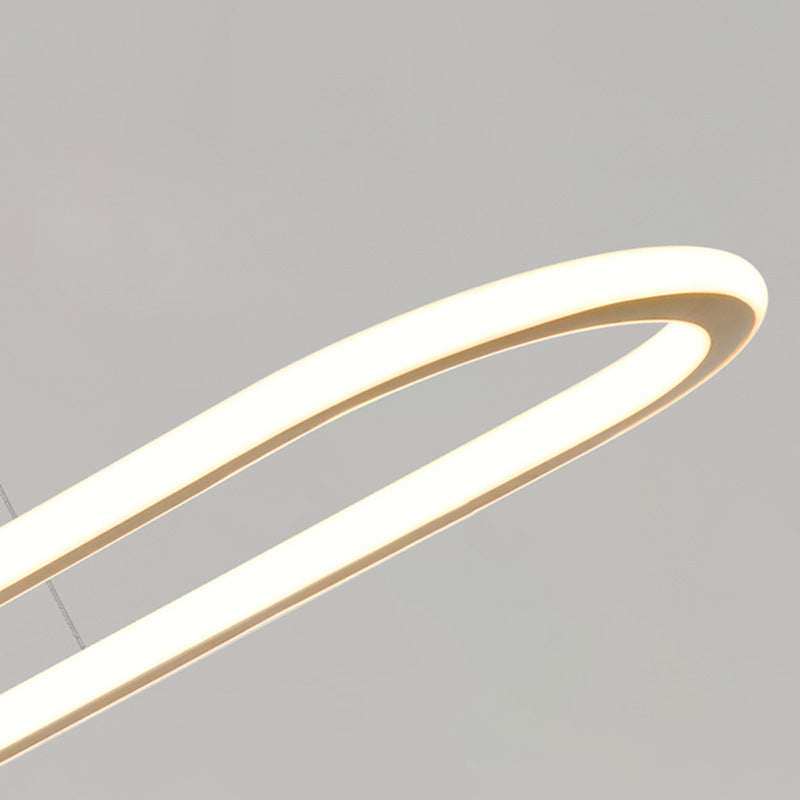 Minimalist Oval Island Lighting Fixture Metal Dinning Room LED Island Ceiling Light