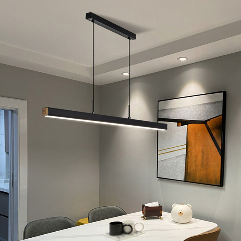 Contemporary LED Island Pendant Light Linear Hanging Island Light with Metal Shade