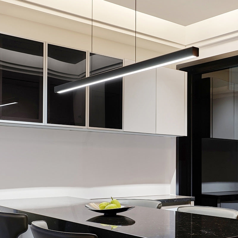 Contemporary LED Island Pendant Light Linear Hanging Island Light with Metal Shade