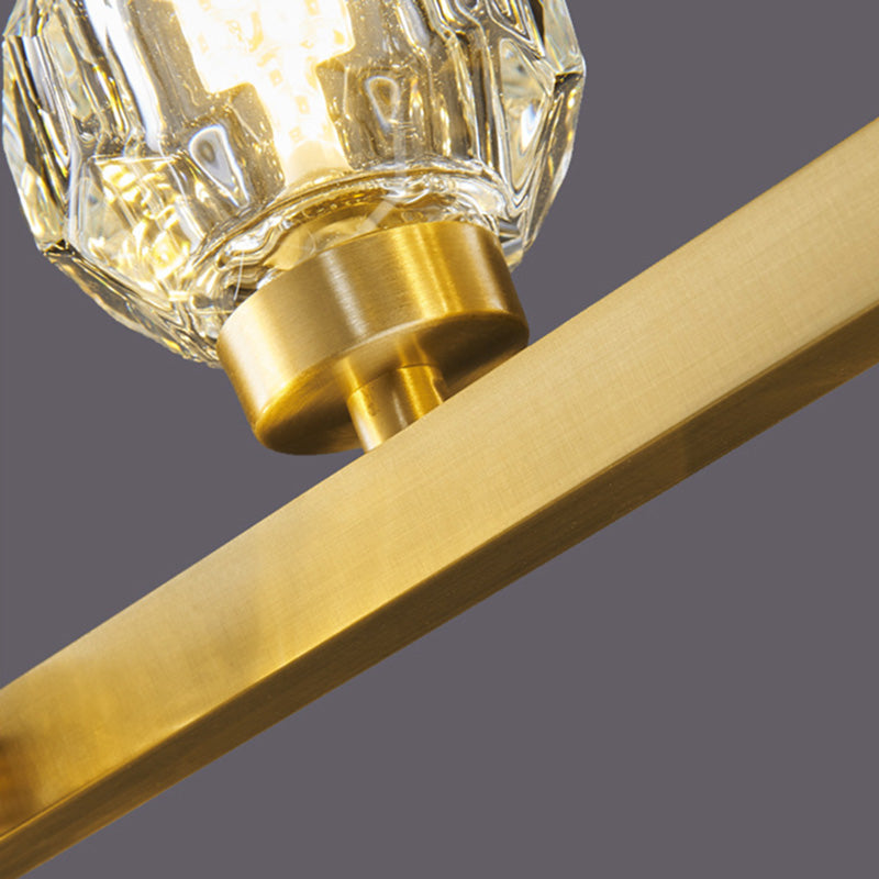 Simplicité Island Pendant Light Gold Linear Island Lightture Disponction avec de l'ombre en cristal