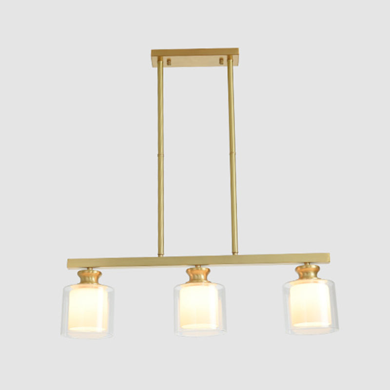 Minimalistisch cilinder eiland verlichtingsarmatuur glazen eetkamer eiland plafondlicht in goud