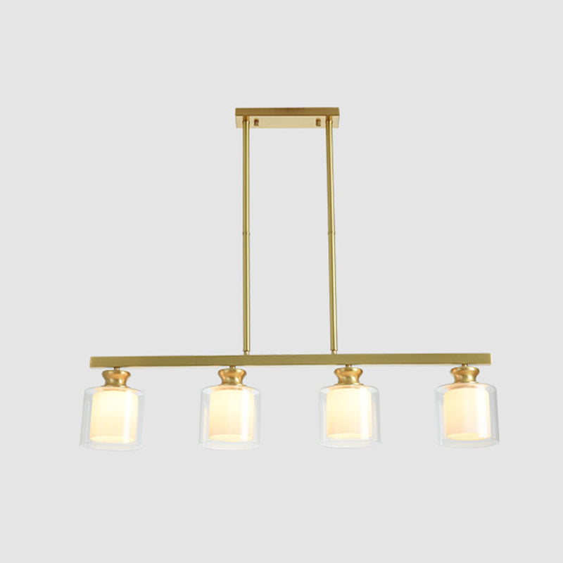 Minimalistisch cilinder eiland verlichtingsarmatuur glazen eetkamer eiland plafondlicht in goud