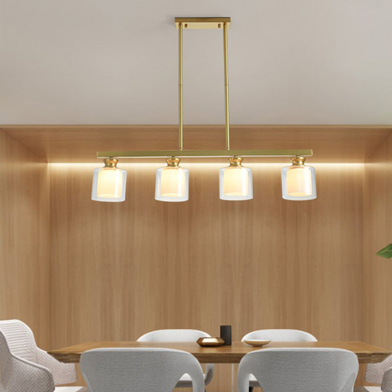 Minimalistisch cilinder eiland verlichtingsarmatuur glazen eetkamer eiland plafondlicht in goud