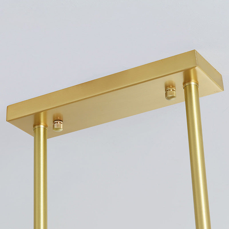 Minimalist Cylinder Island Light Fixture Glass Dinning Room Island Ceiling Light in Gold