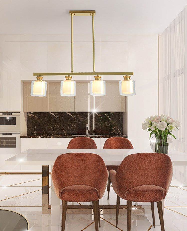 Minimalistisch cilinder eiland verlichtingsarmatuur glazen eetkamer eiland plafondlicht in goud