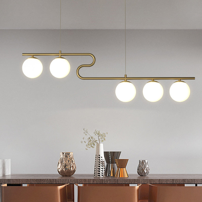 Globe Island Lighting Fixture Nordic Style Glass Hanging Island Light for Dinning Room