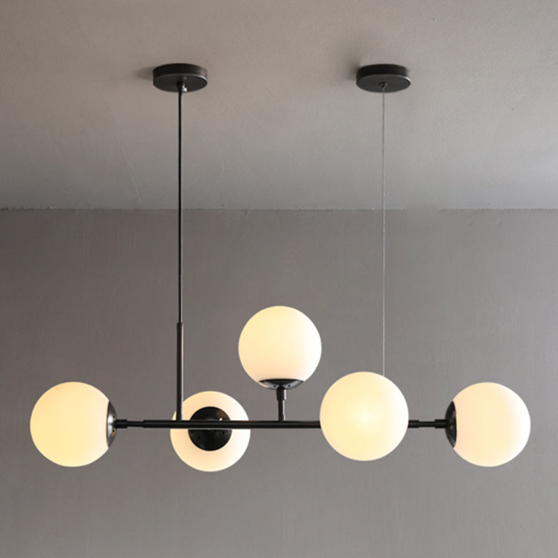 Round Dinning Room Island Pendant Light Glass Minimalist Style Hanging Island Light