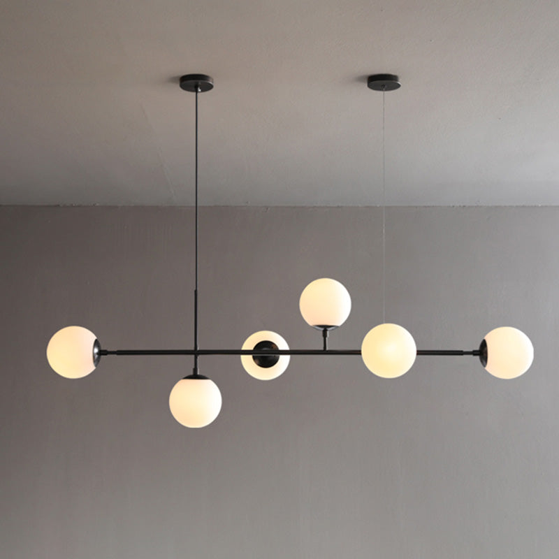 Round Dinning Room Island Pendant Light Glass Minimalist Style Hanging Island Light