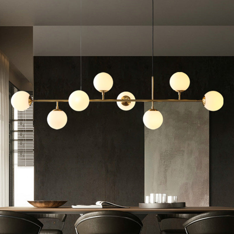 Round Dinning Room Island Pendant Light Glass Minimalist Style Hanging Island Light