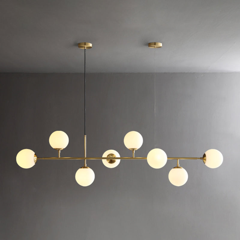 Round Dinning Room Island Pendant Light Glass Minimalist Style Hanging Island Light