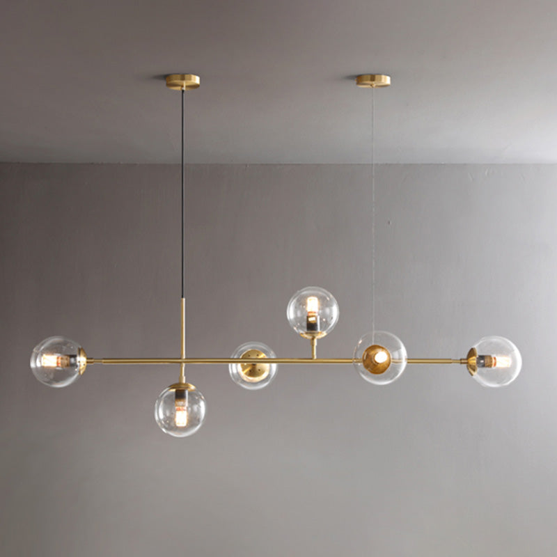 Round Dinning Room Island Pendant Light Glass Minimalist Style Hanging Island Light