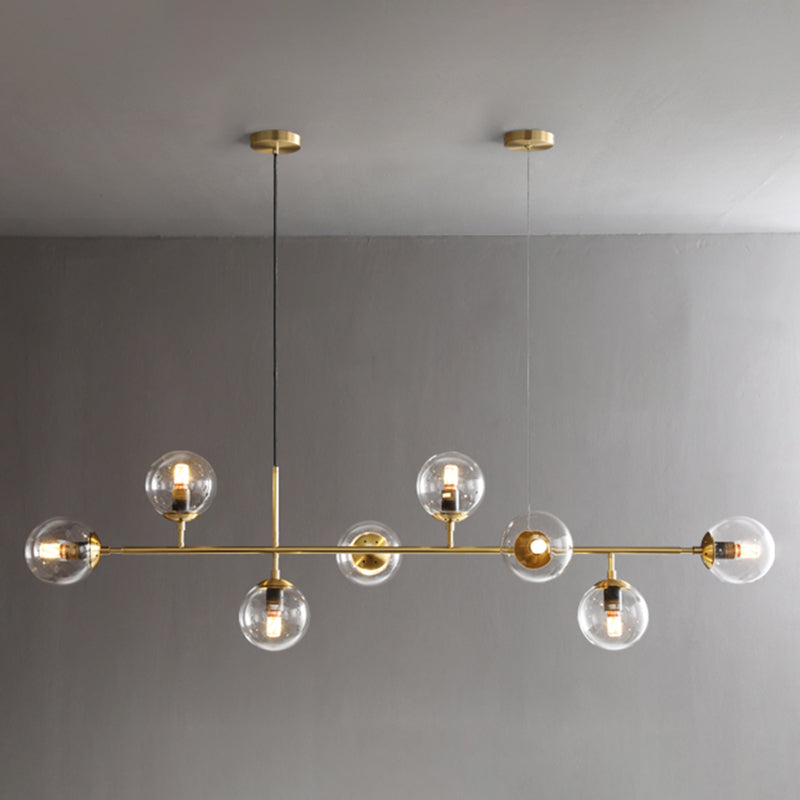 Round Dinning Room Island Pendant Light Glass Minimalist Style Hanging Island Light