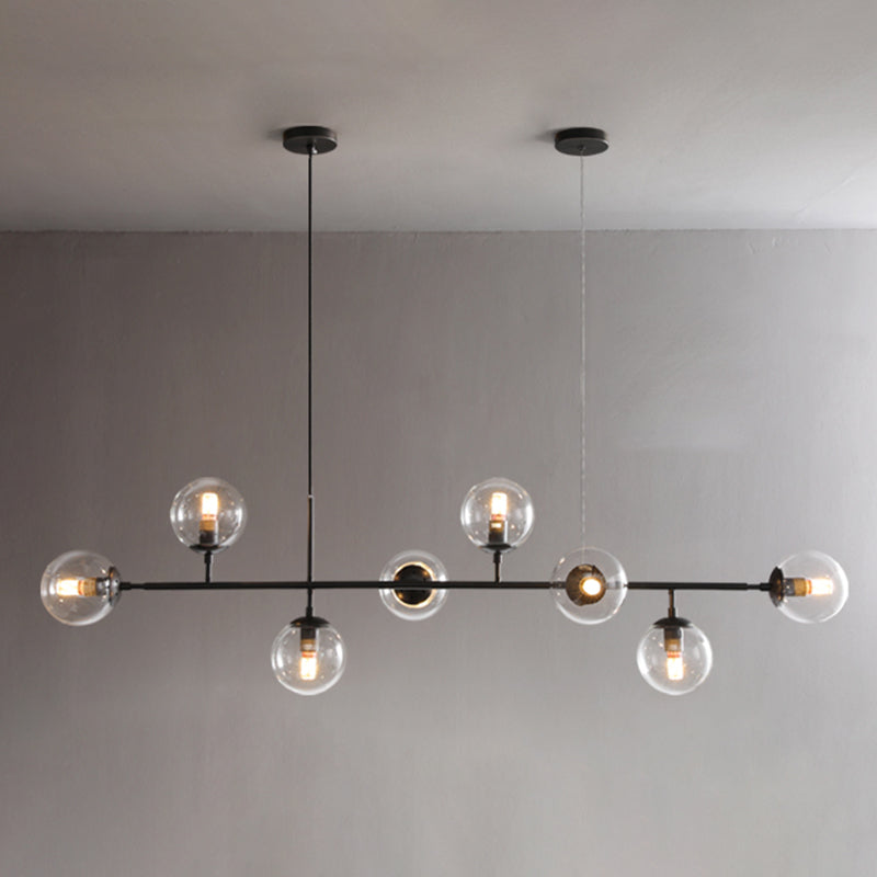 Round Dinning Room Island Pendant Light Glass Minimalist Style Hanging Island Light