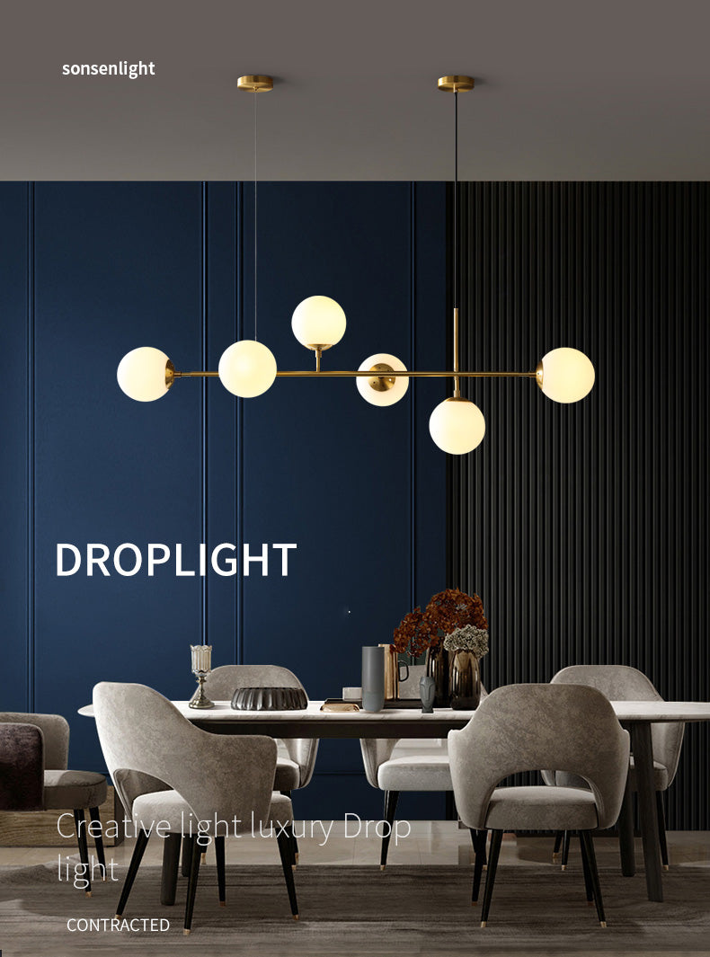 Round Dinning Room Island Pendant Light Glass Minimalist Style Hanging Island Light