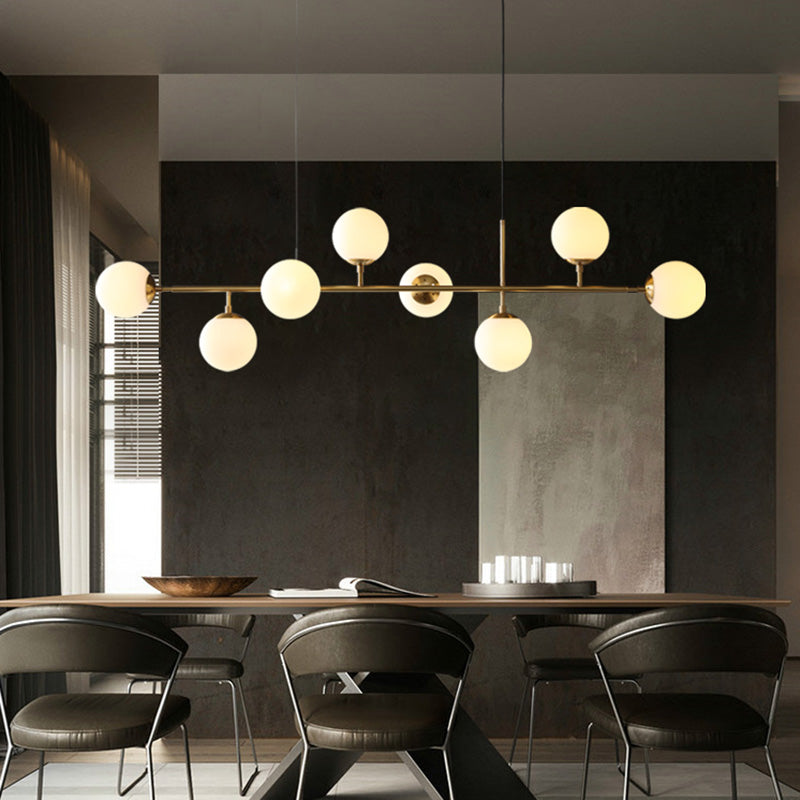 Round Dinning Room Island Pendant Light Glass Minimalist Style Hanging Island Light