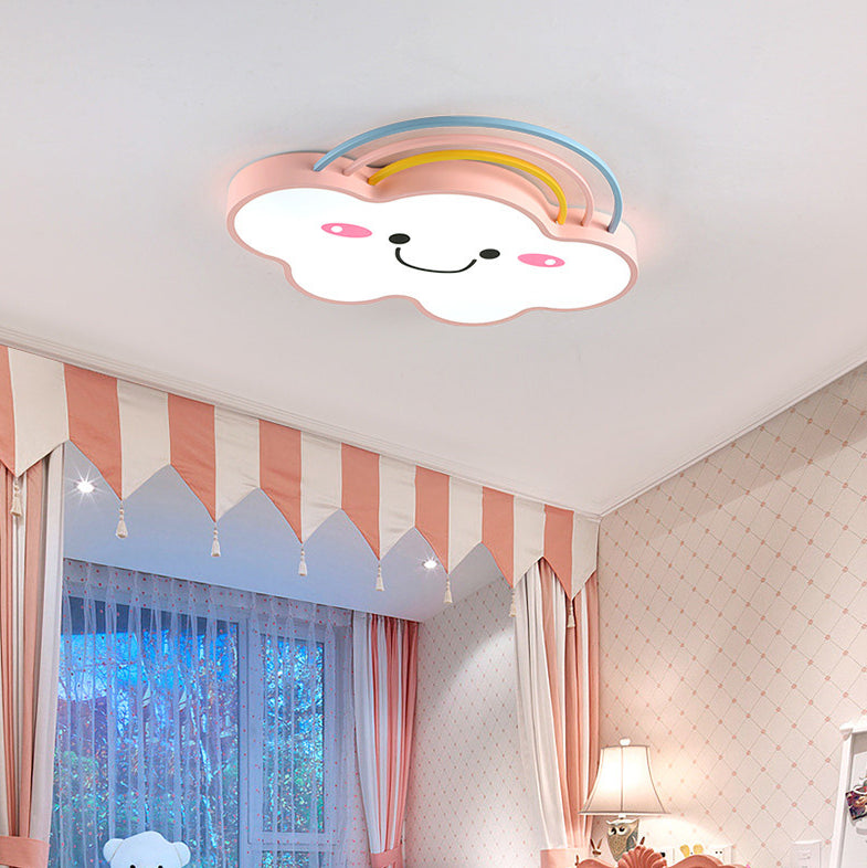 Cloud Pattern Flush Mount Light Acrylic Three color Light Fixture for Kid's Room