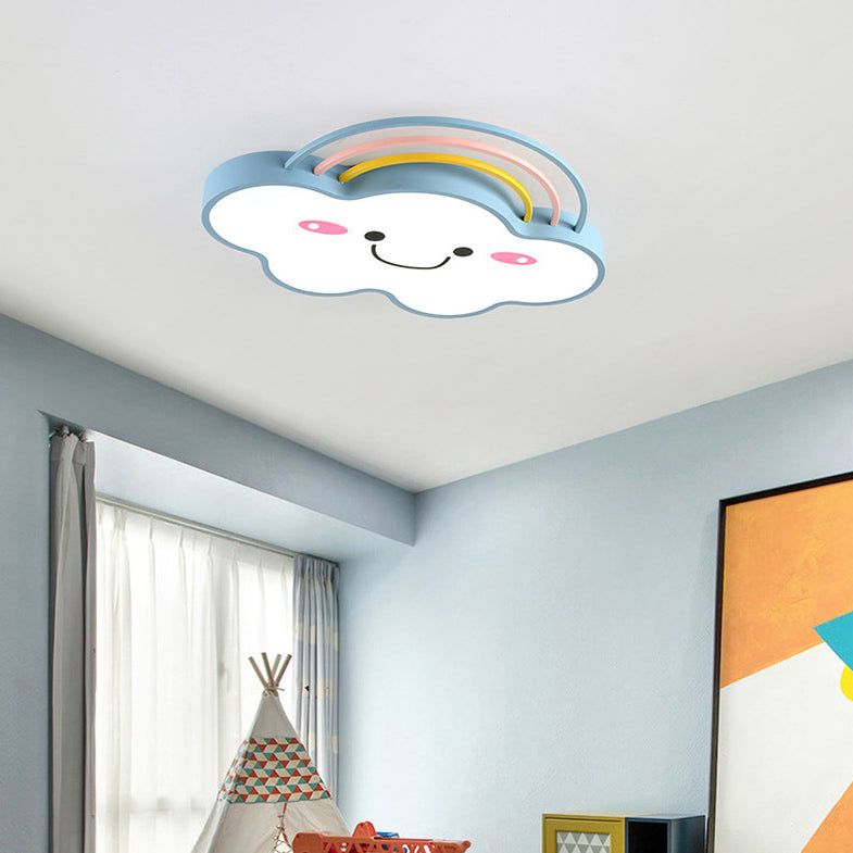 Cloud Pattern Flush Mount Light Acrylic Three color Light Fixture for Kid's Room