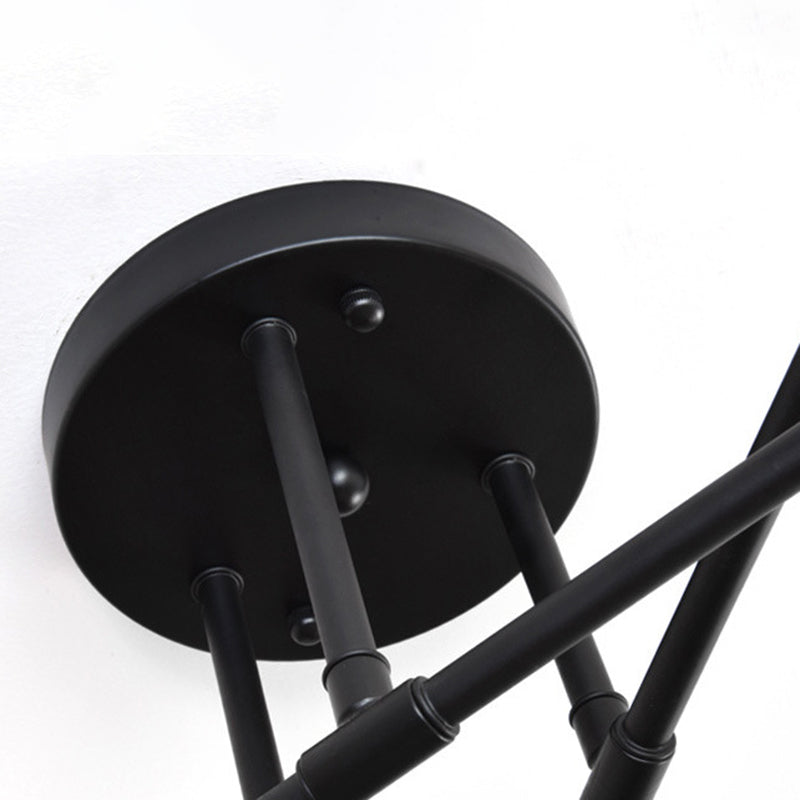 Industrial Vintage Sputnik Ceiling Light Wrought Iron 6-Light Semi Flush Mount for Living Room