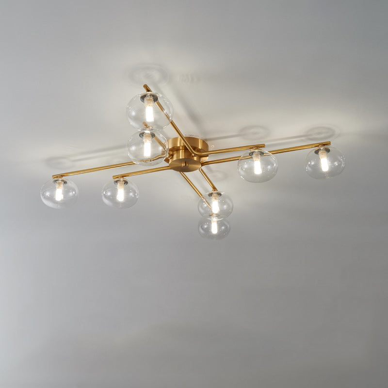 Plafonnier en verre et laiton, Style créatif moderne, en cuivre, montage encastré Spoutnik pour salon