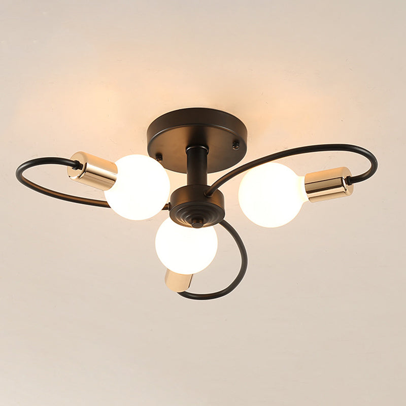 Spherical Opal Glass Flush Mount Ceiling Chandelier Modern Style Multi Lights Flush Mount Lamp