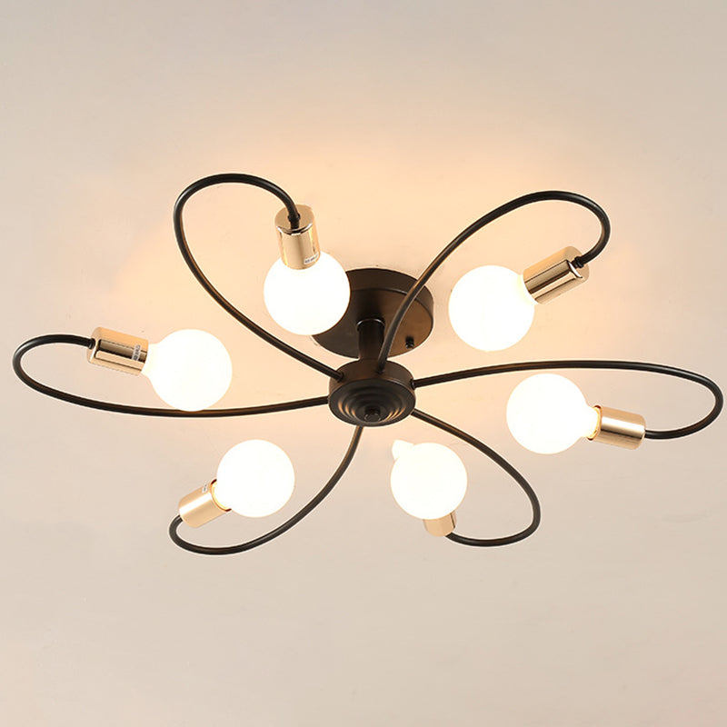 Spherical Opal Glass Flush Mount Ceiling Chandelier Modern Style Multi Lights Flush Mount Lamp