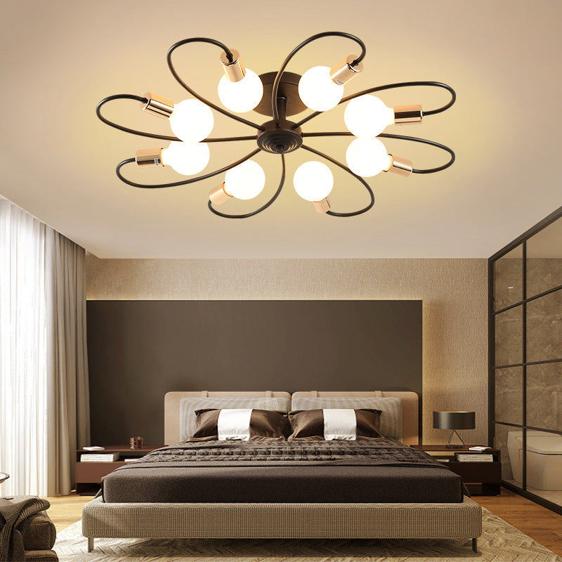 Spherical Opal Glass Flush Mount Ceiling Chandelier Modern Style Multi Lights Flush Mount Lamp