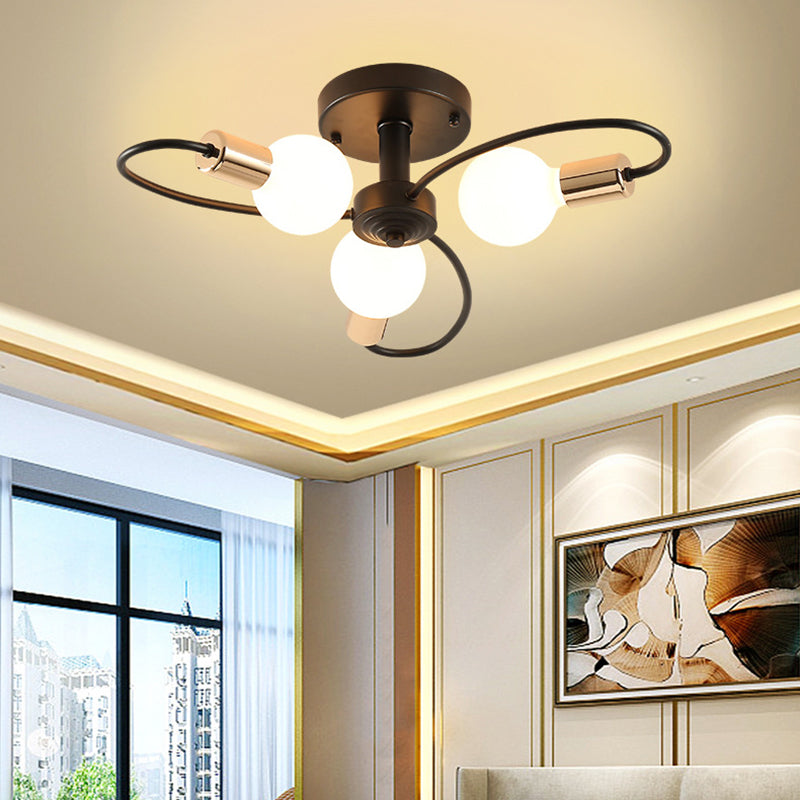 Spherical Opal Glass Flush Mount Ceiling Chandelier Modern Style Multi Lights Flush Mount Lamp