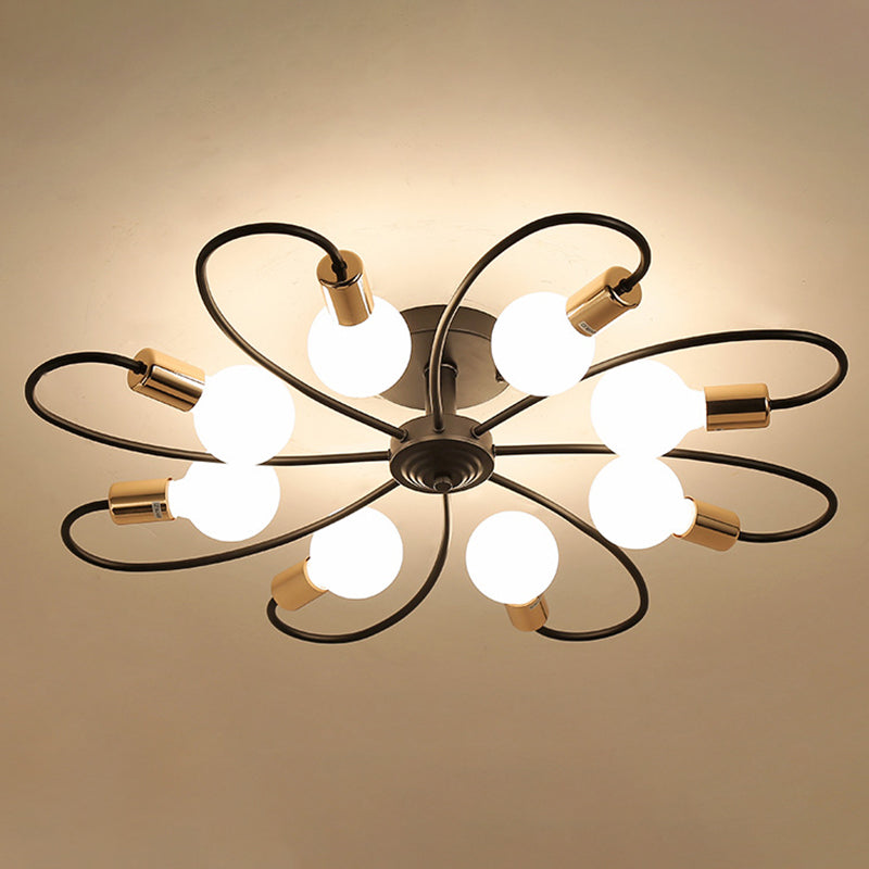 Spherical Opal Glass Flush Mount Ceiling Chandelier Modern Style Multi Lights Flush Mount Lamp