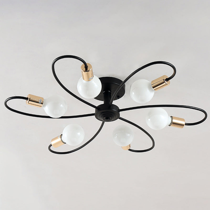 Spherical Opal Glass Flush Mount Ceiling Chandelier Modern Style Multi Lights Flush Mount Lamp