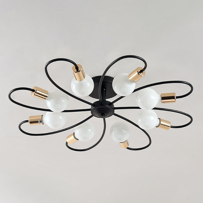 Spherical Opal Glass Flush Mount Ceiling Chandelier Modern Style Multi Lights Flush Mount Lamp