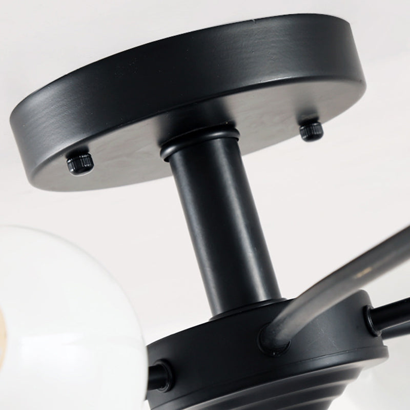 Spherical Opal Glass Flush Mount Ceiling Chandelier Modern Style Multi Lights Flush Mount Lamp