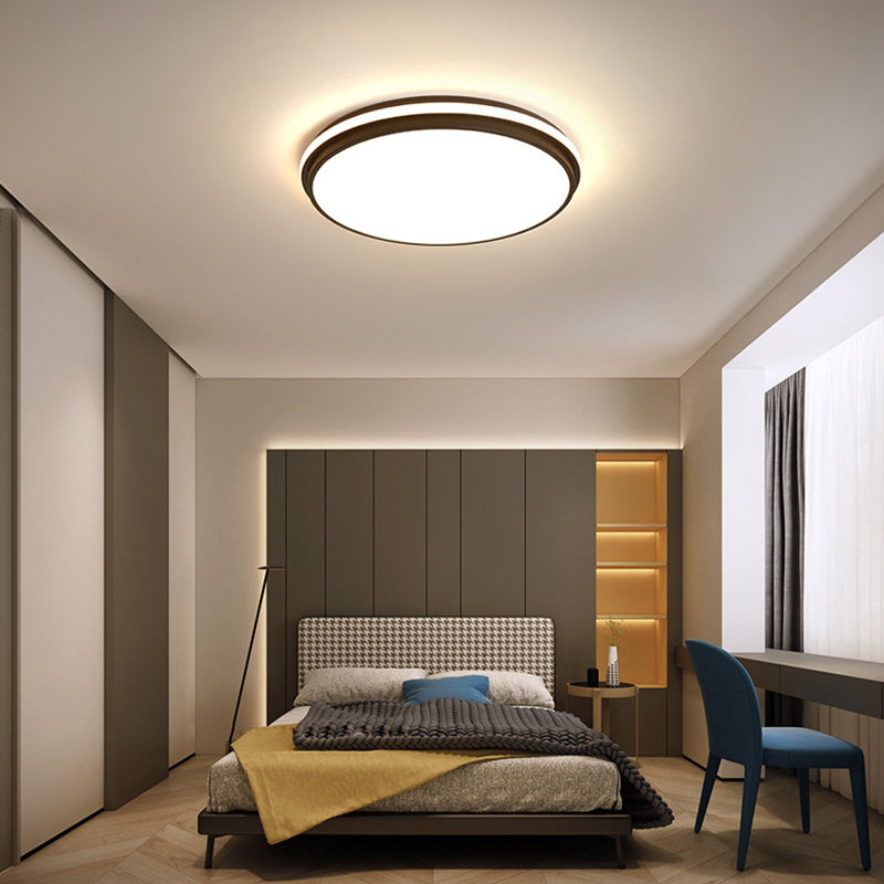Black Geometrical Flush Ceiling Light Fixture Modern Style 1-Light Metal Flush Light