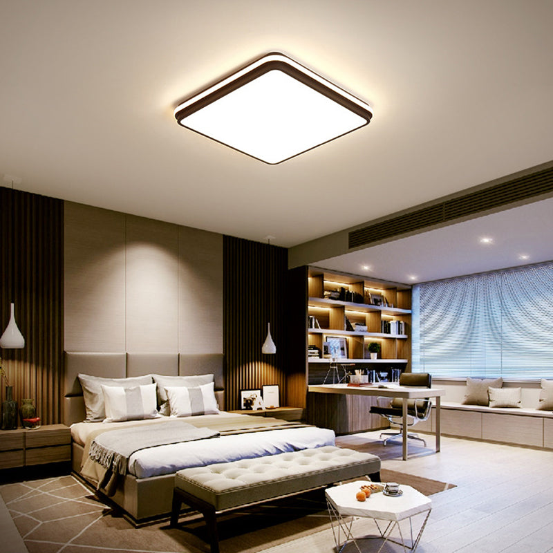 Black Geometrical Flush Ceiling Light Fixture Modern Style 1-Light Metal Flush Light