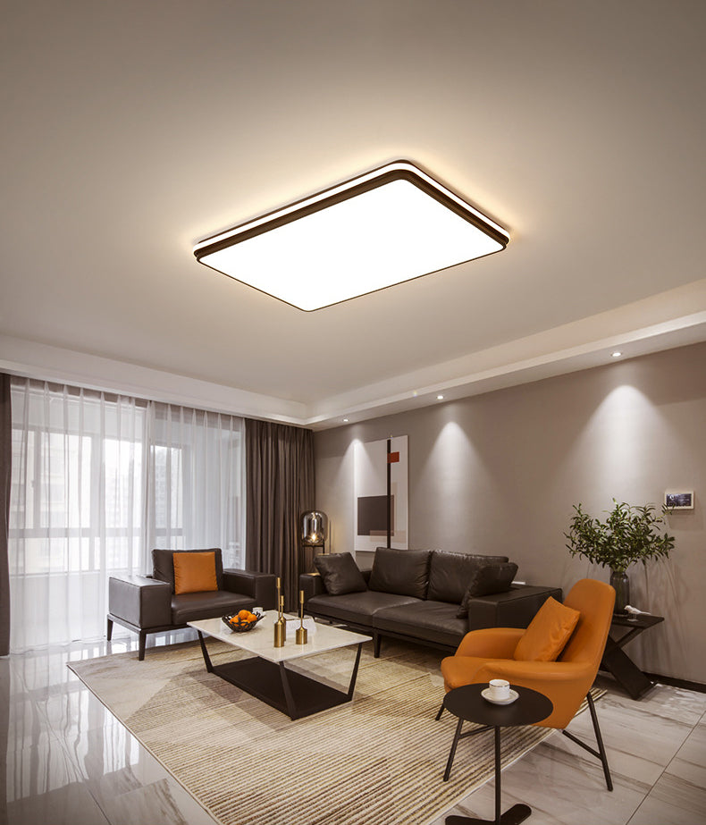 Black Geometrical Flush Ceiling Light Fixture Modern Style 1-Light Metal Flush Light
