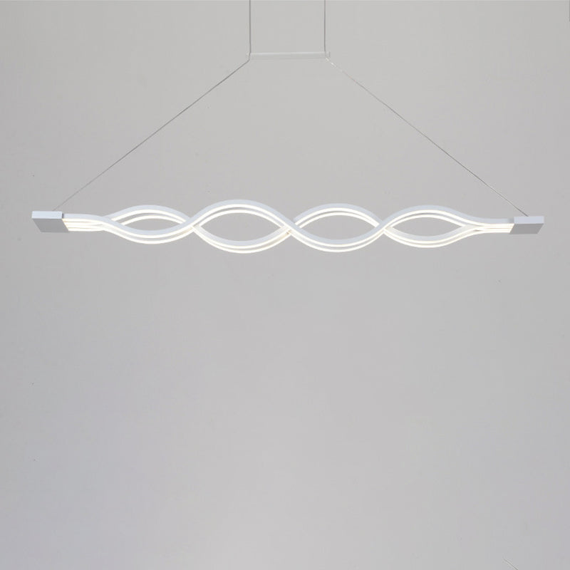 Acrylic White LED Island Light in Modern Concise Style Iron Linear Pendant Light for Dining Room