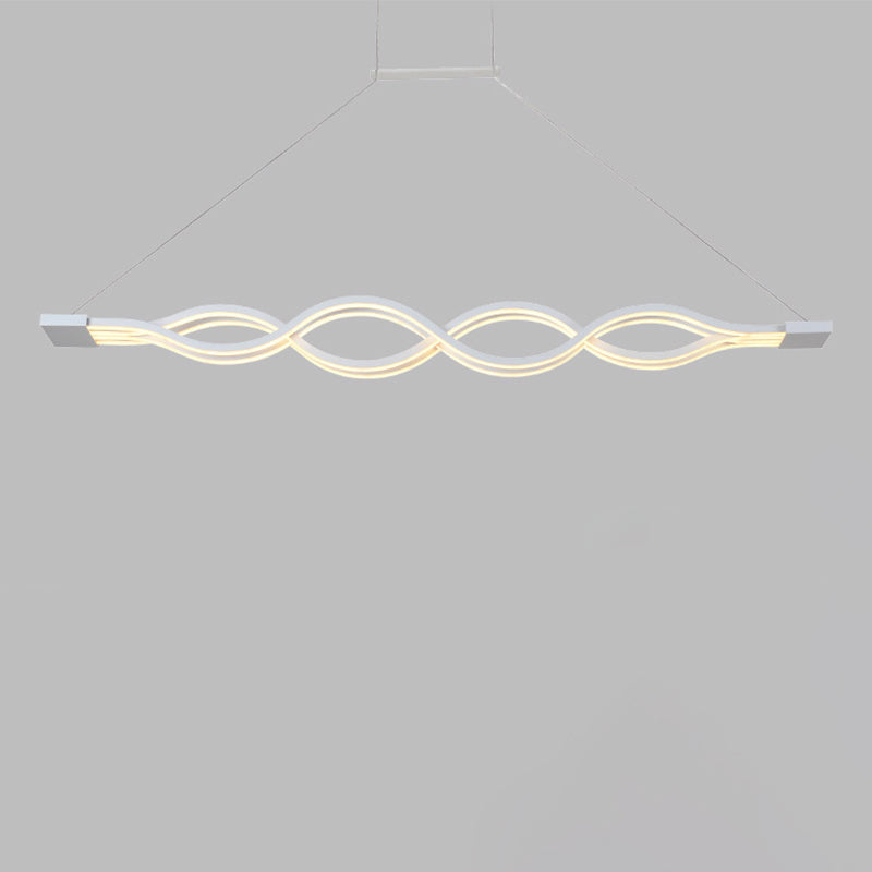 Acrylic White LED Island Light in Modern Concise Style Iron Linear Pendant Light for Dining Room