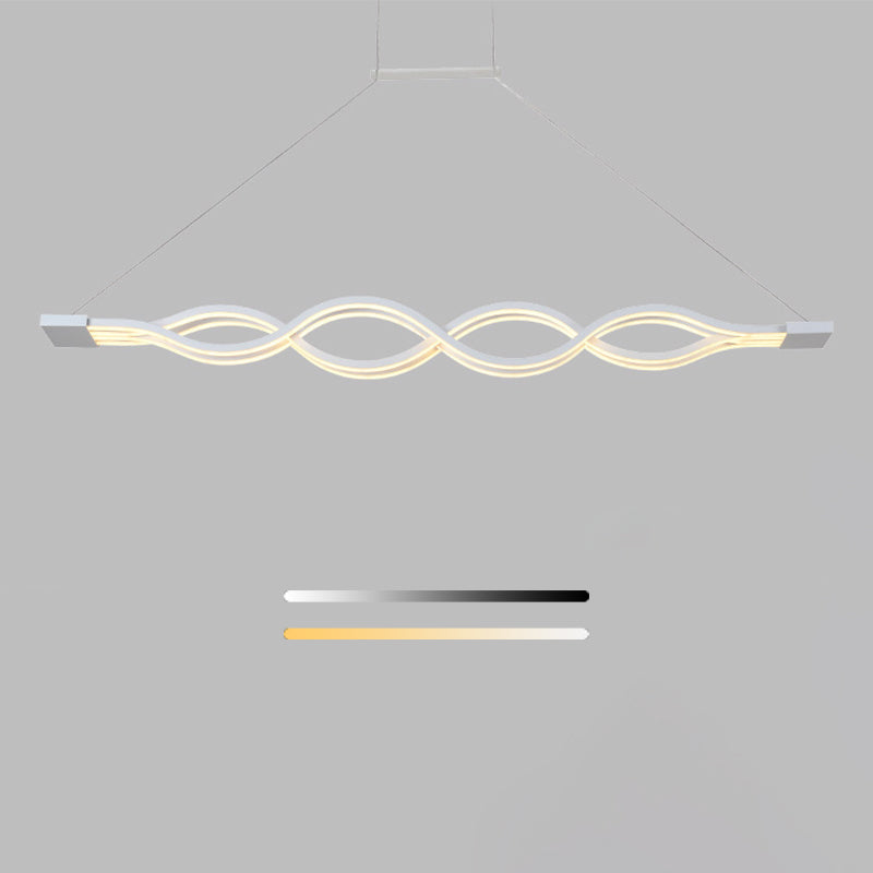 Acrylic White LED Island Light in Modern Concise Style Iron Linear Pendant Light for Dining Room