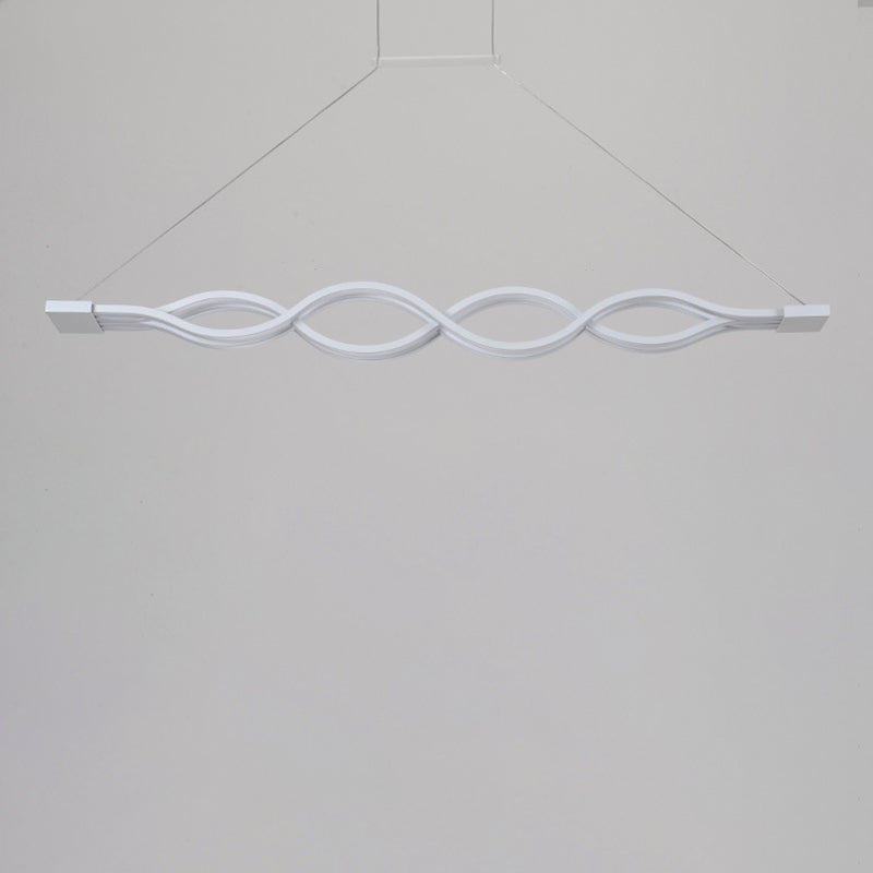 Acrylic White LED Island Light in Modern Concise Style Iron Linear Pendant Light for Dining Room