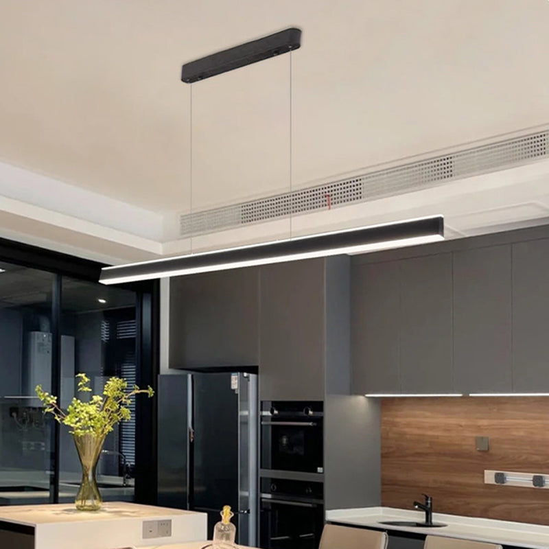 Modern Metal Chandelier Lamp Linear LED Island Pendant for Dining Room